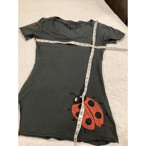 Made You Look Cotton Lady Bug V-Neck Tunic Tee Shirt L - Picture 3 of 4